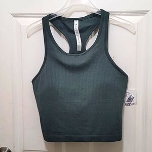 NEW LULULEMON EBB TO STREET RACERBACK CROP WOMEN'S GREEN  TANK SIZE 12